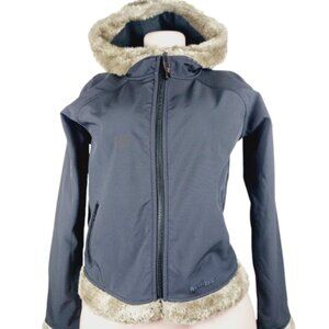 Marmot Furlong Women's Black Softshell Faux Fur Trim Hooded Winter Jacket Size M